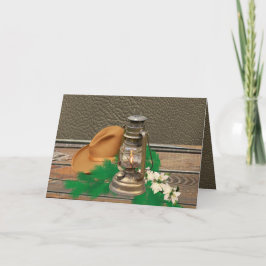 西カウボーイハットランタンフェイクウッド/レザー カード