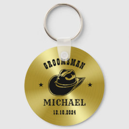 西カウボーイハットGroomsmenパーソナライズされた名 キーホルダー