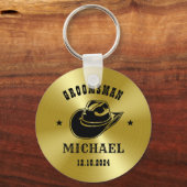西カウボーイハットGroomsmenパーソナライズされた名 キーホルダー (正面)