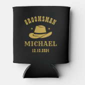 西カウボーイハットGroomsmenパーソナライズされた名 缶クーラー (正面)