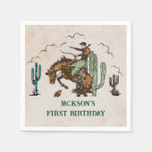 西カウボーイバースデーパーティナプキンス スタンダードカクテルナプキン (正面)