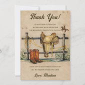 西カウボーイバースデーパーティーサンキューカード 招待状 (正面)