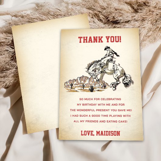 西カウボーイバースデーパーティーサンキューカード 招待状