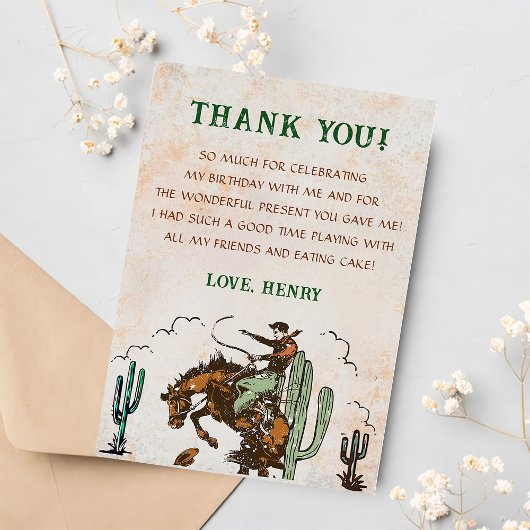 西カウボーイバースデーパーティーサンキューカード 招待状