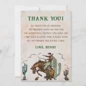 西カウボーイバースデーパーティーサンキューカード 招待状 (正面)