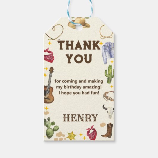 西カウボーイバースデーパーティー ギフトタグ (正面)