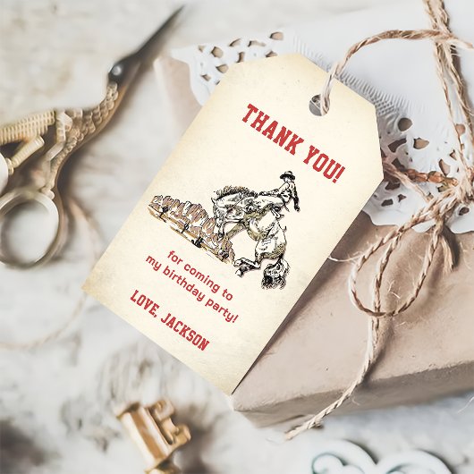 西カウボーイバースデーパーティー ギフトタグ