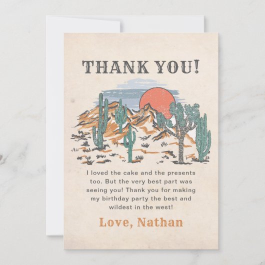 西カウボーイバースデーパーティー サンキューカード (正面)