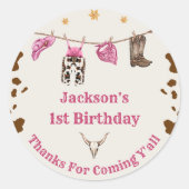 西カウボーイバースデーパーティー ラウンドシール (正面)