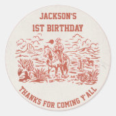 西カウボーイバースデーパーティー ラウンドシール (正面)