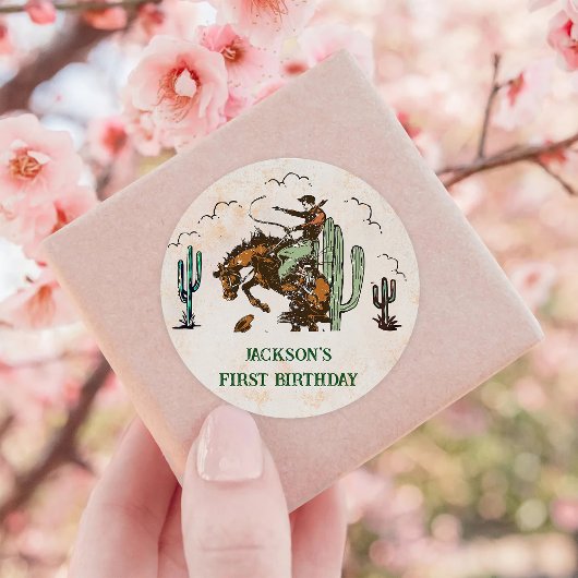 西カウボーイバースデーパーティー ラウンドシール