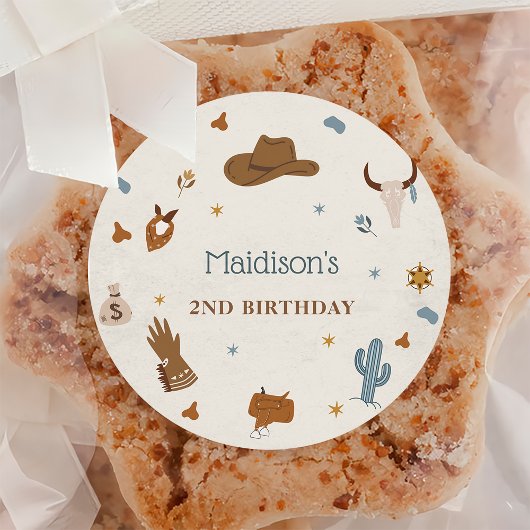 西カウボーイバースデーパーティー ラウンドシール