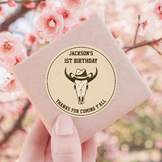 西カウボーイバースデーパーティー ラウンドシール