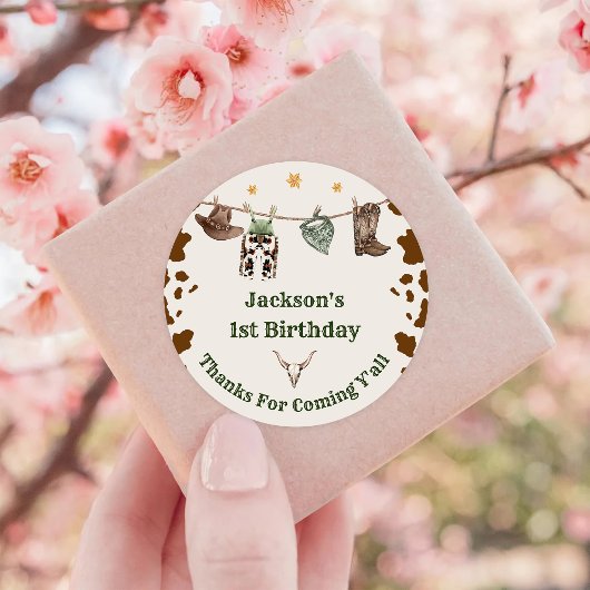 西カウボーイバースデーパーティー ラウンドシール