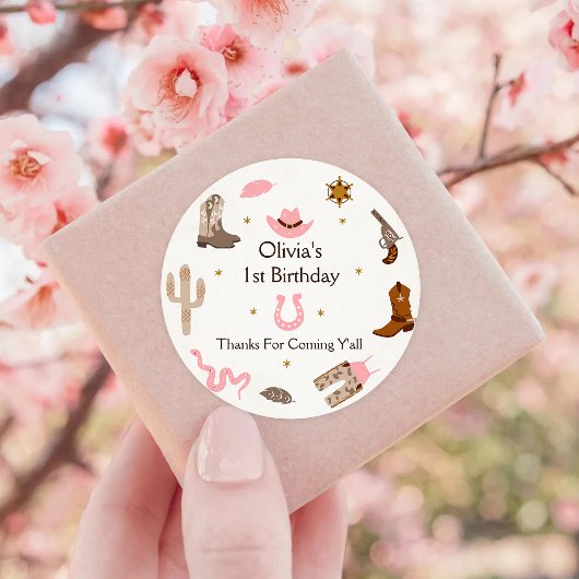 西カウボーイバースデーパーティー ラウンドシール