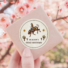 西カウボーイバースデーパーティー ラウンドシール
