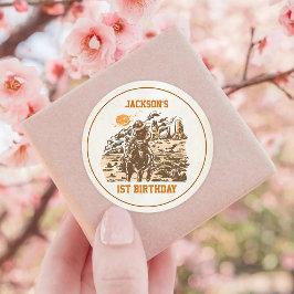 西カウボーイバースデーパーティー ラウンドシール