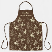 西カウボーイパーソナライズされたダークブラウン エプロン (正面)