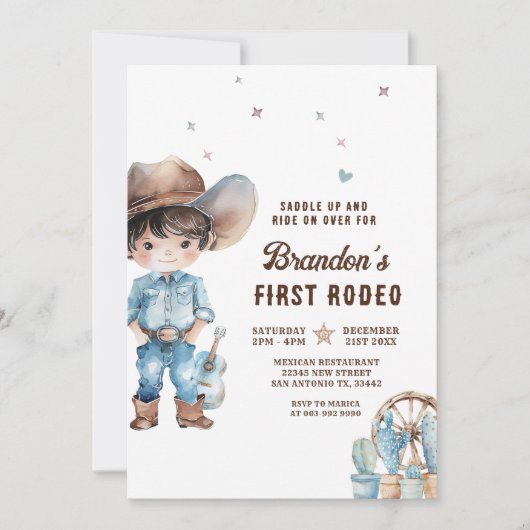 西カウボーイファーストロデオバースデーパーティー 招待状 (正面)