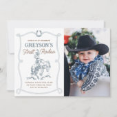 西カウボーイファーストRodeo 1stバースデーフォト 招待状 (正面)