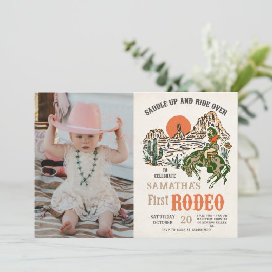 西カウボーイファーストRodeo 1stバースデーフォト 招待状 (スタンド正面)