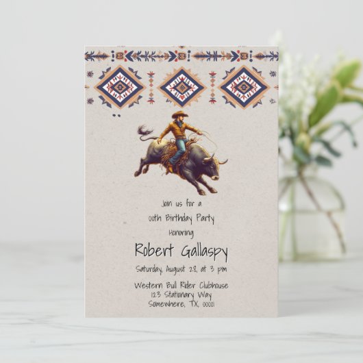 西カウボーイブルライダーバースデーアステカタパーティー 招待状 (スタンド正面)