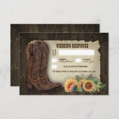 西カウボーイブーツひまわり結婚式RSVPカード 出欠カード (正面/裏面)