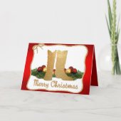 西カウボーイブーツガーランドロープメリークリスマス シーズンカード (正面)