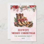 西カウボーイブーツクリスマスホリデーカード シーズンカード (正面)