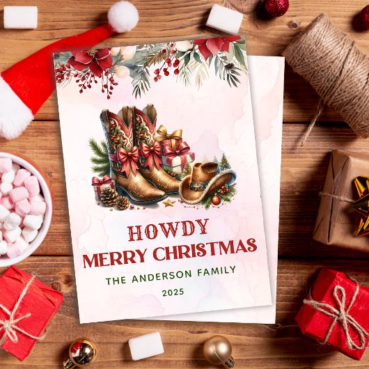 西カウボーイブーツクリスマスホリデーカード シーズンカード