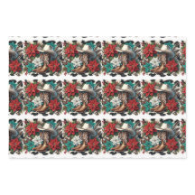 西カウボーイブーツハットとポインセチアのクリスマス