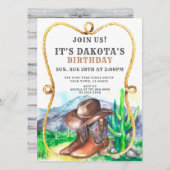 西カウボーイブーツハットバースデーパーティー 招待状 (正面/裏面)