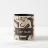 西カウボーイブーツハットベージュパーソナライズされた名 マグカップ (中央)