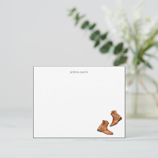 西カウボーイブーツパーソナライズされた サンキューカード (スタンド正面)