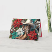 西カウボーイブーツフローラカウハイドクリスマス カード (正面)