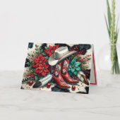 西カウボーイブーツフローラカウハイドクリスマス カード (正面)