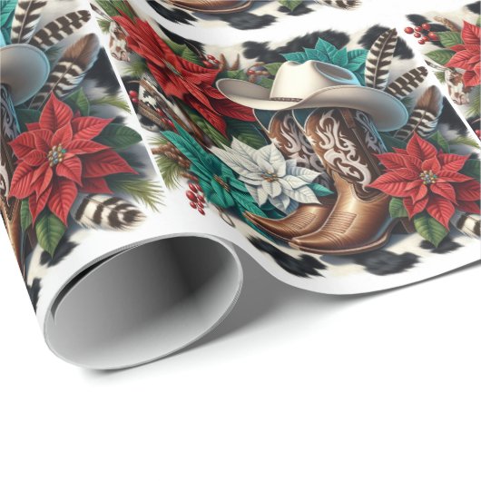 西カウボーイブーツフローラカウハイドクリスマス ラッピングペーパー (ロールコーナー)