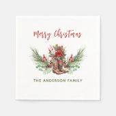 西カウボーイブーツメリークリスマスナプキンス スタンダードカクテルナプキン (正面)