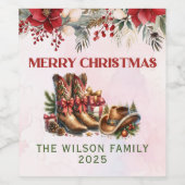 西カウボーイブーツメリークリスマスワインラベル ワインラベル (シングルラベル)