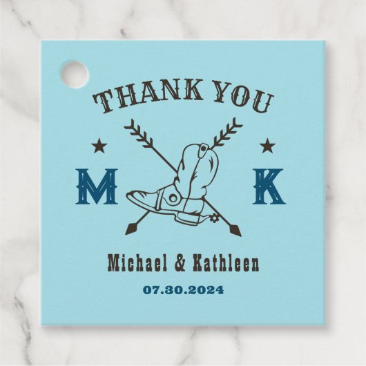 西カウボーイブーツモノグラムカントリー結婚式 フェイバータグ (正面)