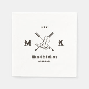 西カウボーイブーツモノグラムボホカントリーウェディング スタンダードカクテルナプキン