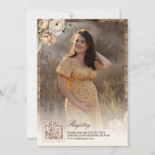 西カウボーイブーツ写真QRコードベビーシャワー 招待状 (裏面)