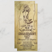 西カウボーイブーツ婚約パーティ招待状 招待状 (正面/裏面)