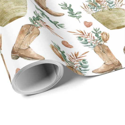 西カウボーイブーツ森林クリスマス ラッピングペーパー (ロールコーナー)