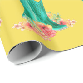 西カウボーイブーツ花ANY COLOR Background ラッピングペーパー