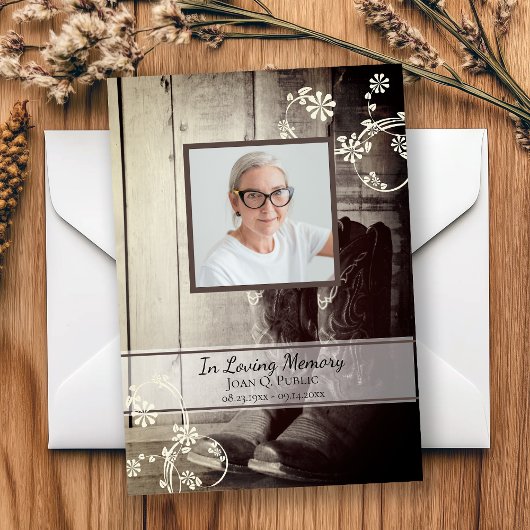 西カウボーイブーツ葬儀記念悔やみや弔慰 サンキューカード