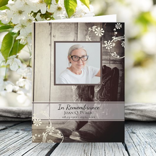 西カウボーイブーツ葬儀記念悔やみや弔慰 サンキューカード