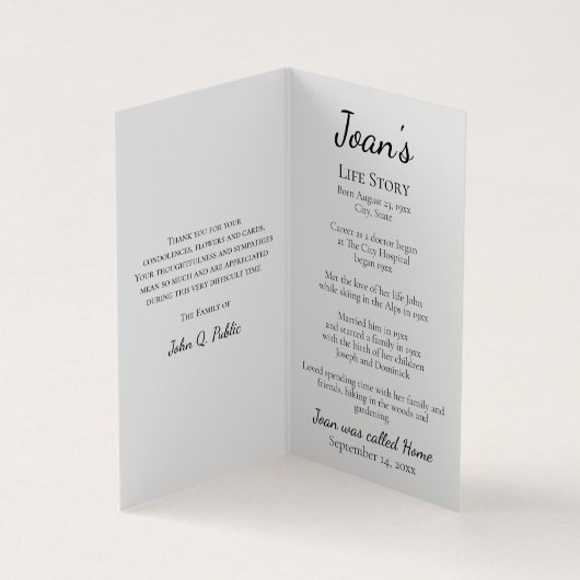 西カウボーイブーツ葬儀記念祈りの言葉 名刺 (内部)