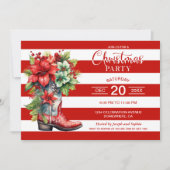 西カウボーイブーツ赤ストライプのいクリスマスパーティー 招待状 (正面)