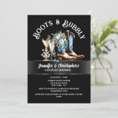 西カウボーイブーツ黒い青の泡立つシック 招待状 (スタンド正面)